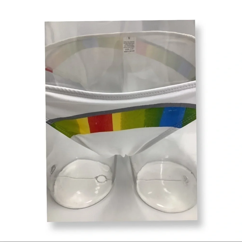 Zuliana white with striped 🏳️‍🌈design bikini vintage. New No Tags